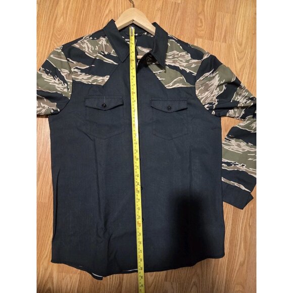 Ouku Men Shirt Long Sleeves Size Medium Black and Camo Collared New With Tag - Picture 5 of 8